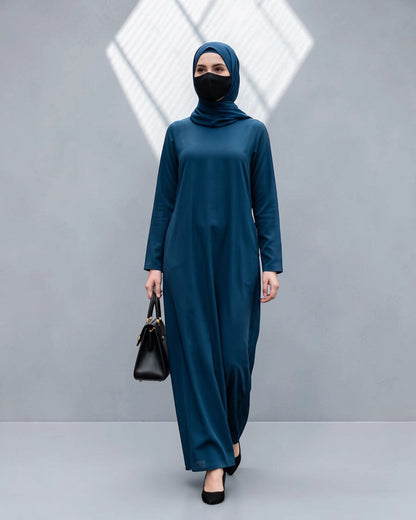 Two-Piece Jilbab Set with Sleeved Khimar & A-Line Abaya