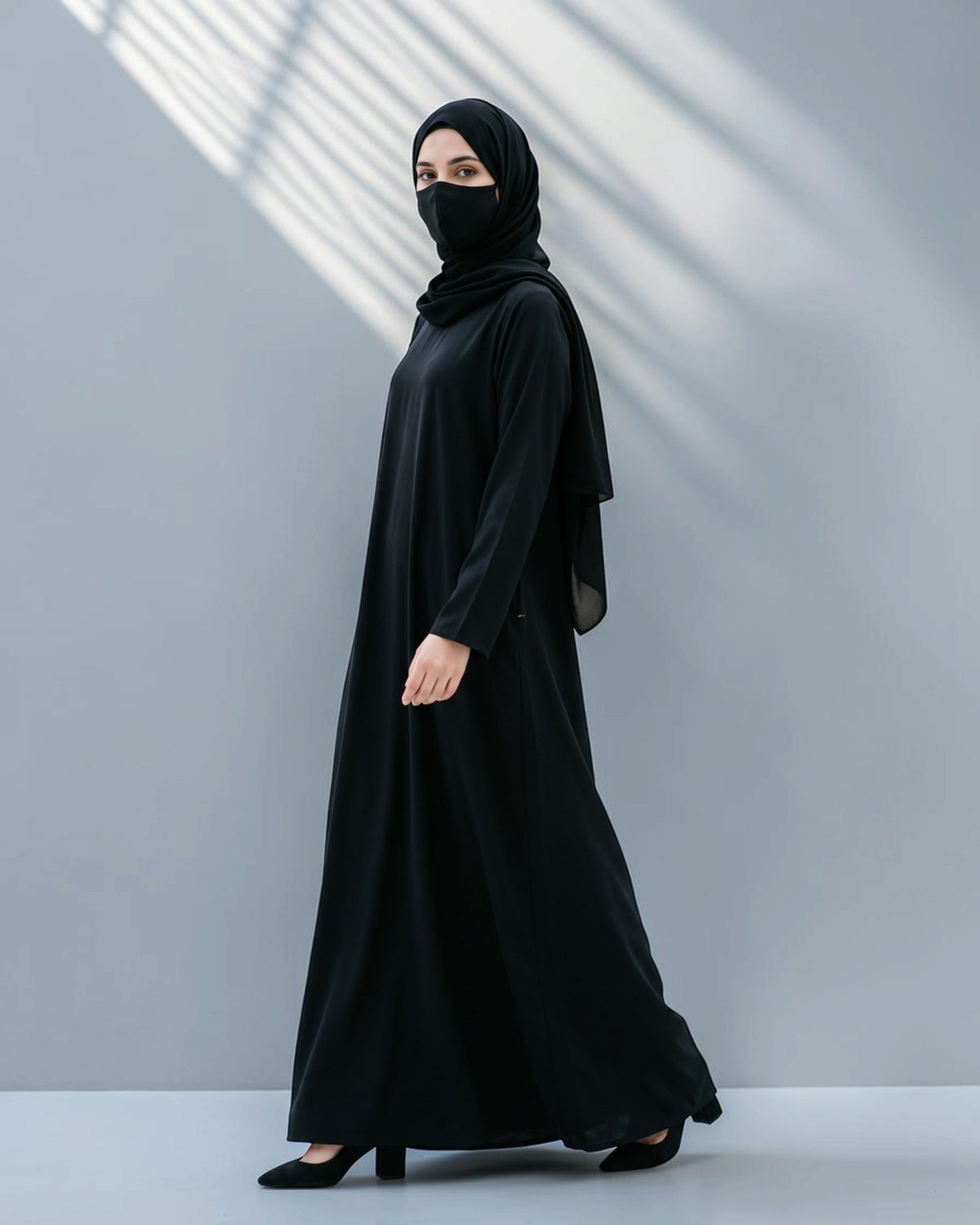 Abaya Khimar Set with Adjustable Tie-Back Face Cover