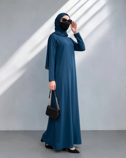Two-Piece Jilbab Set with Sleeved Khimar & A-Line Abaya