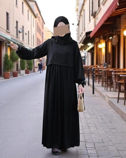 Maternity Firdaus Fabric Abaya with Full Zipper & Complimentary Hijab