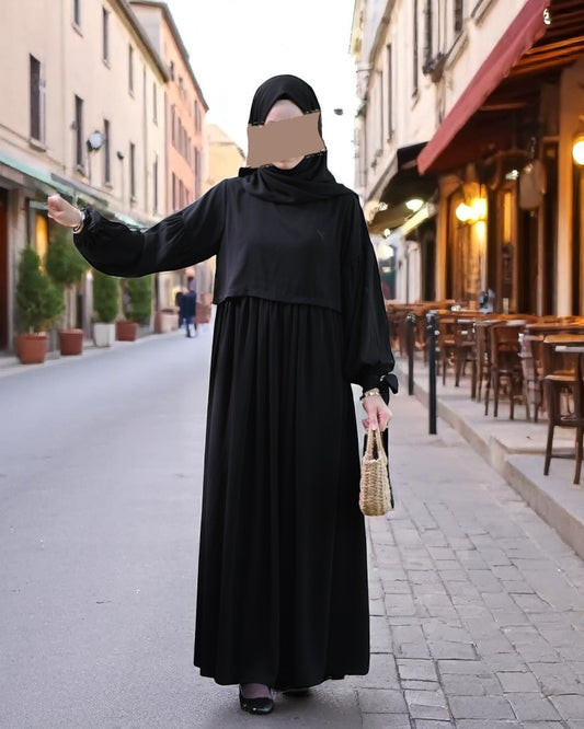 Maternity Firdaus Fabric Abaya with Full Zipper & Complimentary Hijab