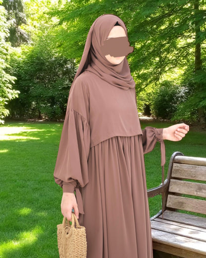Maternity Firdaus Fabric Abaya with Full Zipper & Complimentary Hijab