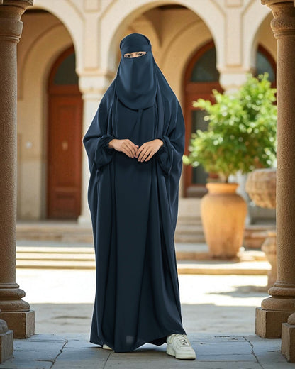 Firdaus Fabric Free Size Single Piece Jilbab with Nose Piece