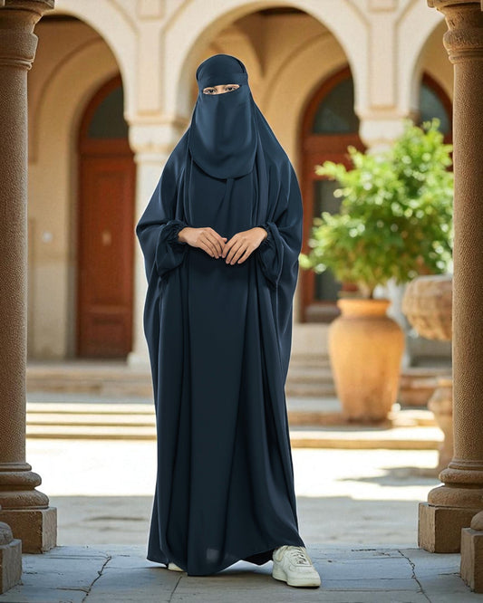 Firdaus Fabric Free Size Single Piece Jilbab with Nose Piece