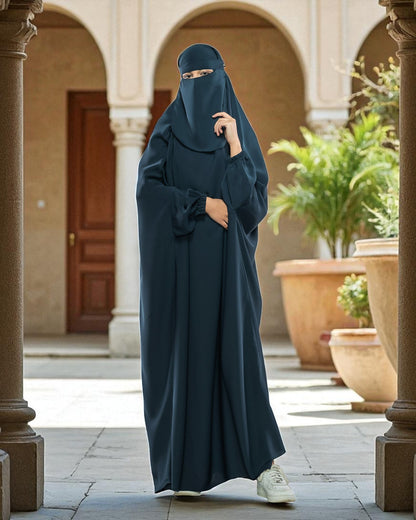 Firdaus Fabric Free Size Single Piece Jilbab with Nose Piece