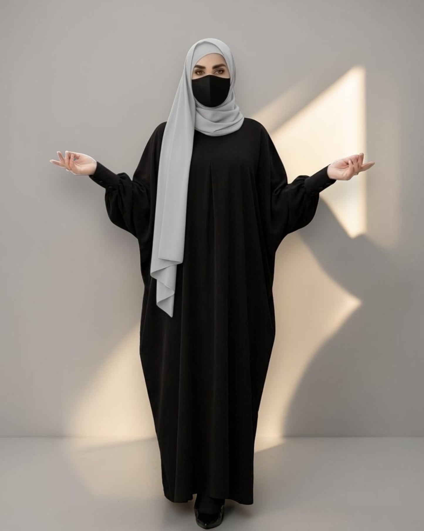 Black Kaftan Abaya with Cuff Sleeves