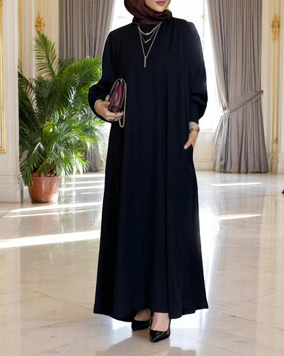 Simple Yet Elegant Abaya in Premium Praada Fabric with Cuff Sleeves and Matching Belt