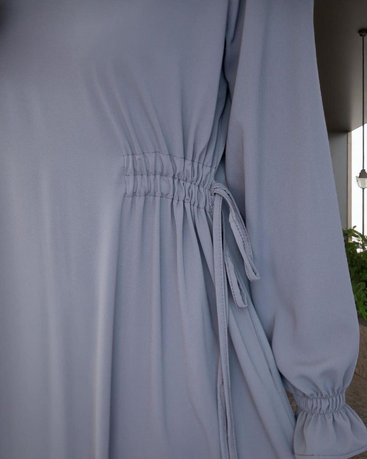 Simple & Elegant Firdaus Fabric Abaya with Side Belt Design & Complimentary Hijab
