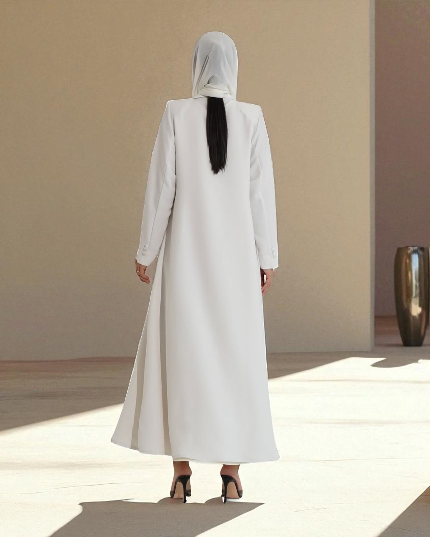 Elegant Double-Breasted Coat Abaya in Premium Prada Fabric