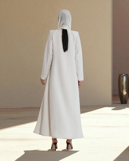 Elegant Double-Breasted Coat Abaya in Premium Prada Fabric