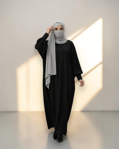 Black Kaftan Abaya with Cuff Sleeves