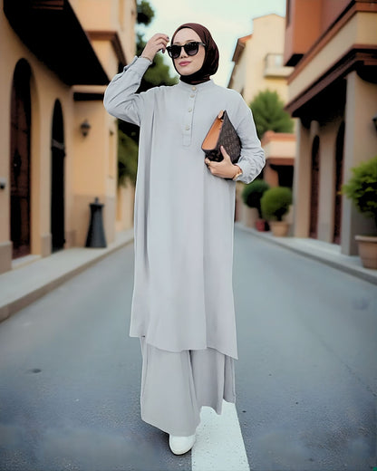 Co-ord Abaya Set for Women Ð Firdaus Fabric with Wide Palazzo & Tunic