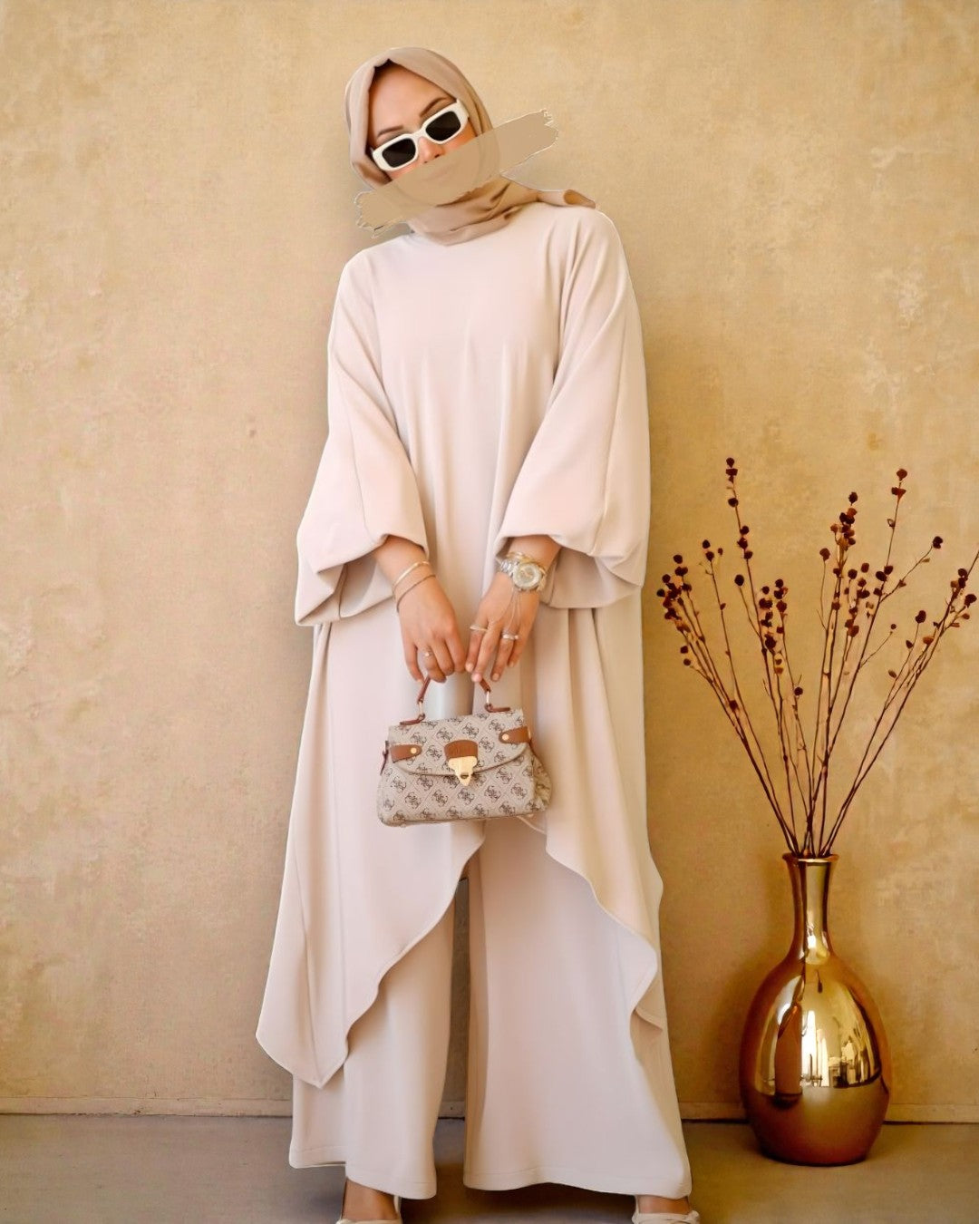 Loose Fit Co-Ord Set in Premium Firdaus Fabric with Hijab