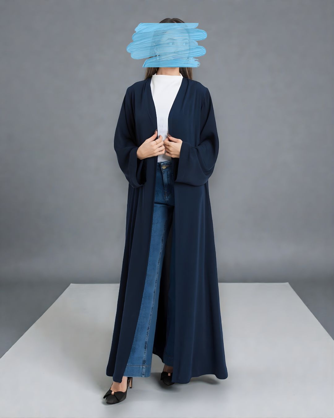 Full Length Open Abaya Fit Shrug in Premium Seltos Fabric