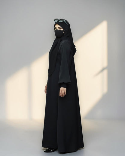 Black Abaya for Women with Mandarin Collar