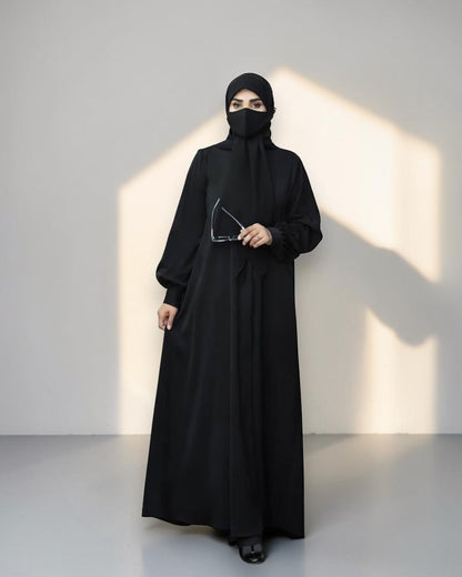 Black Abaya for Women with Mandarin Collar