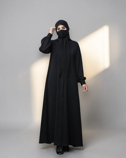 Black Abaya for Women with Mandarin Collar