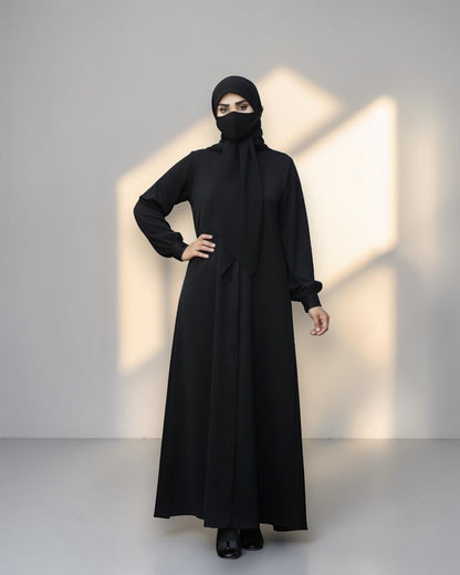 Black Abaya for Women with Mandarin Collar