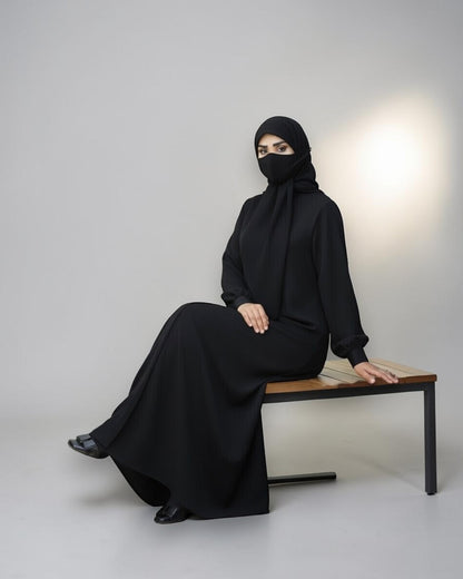 Black Abaya for Women with Mandarin Collar