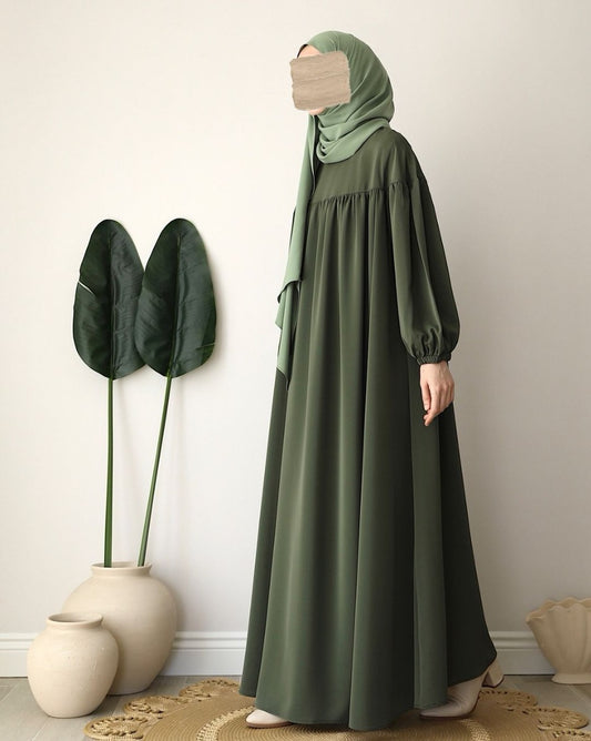 Designer Turkish Style Abaya with Bustline Gathers