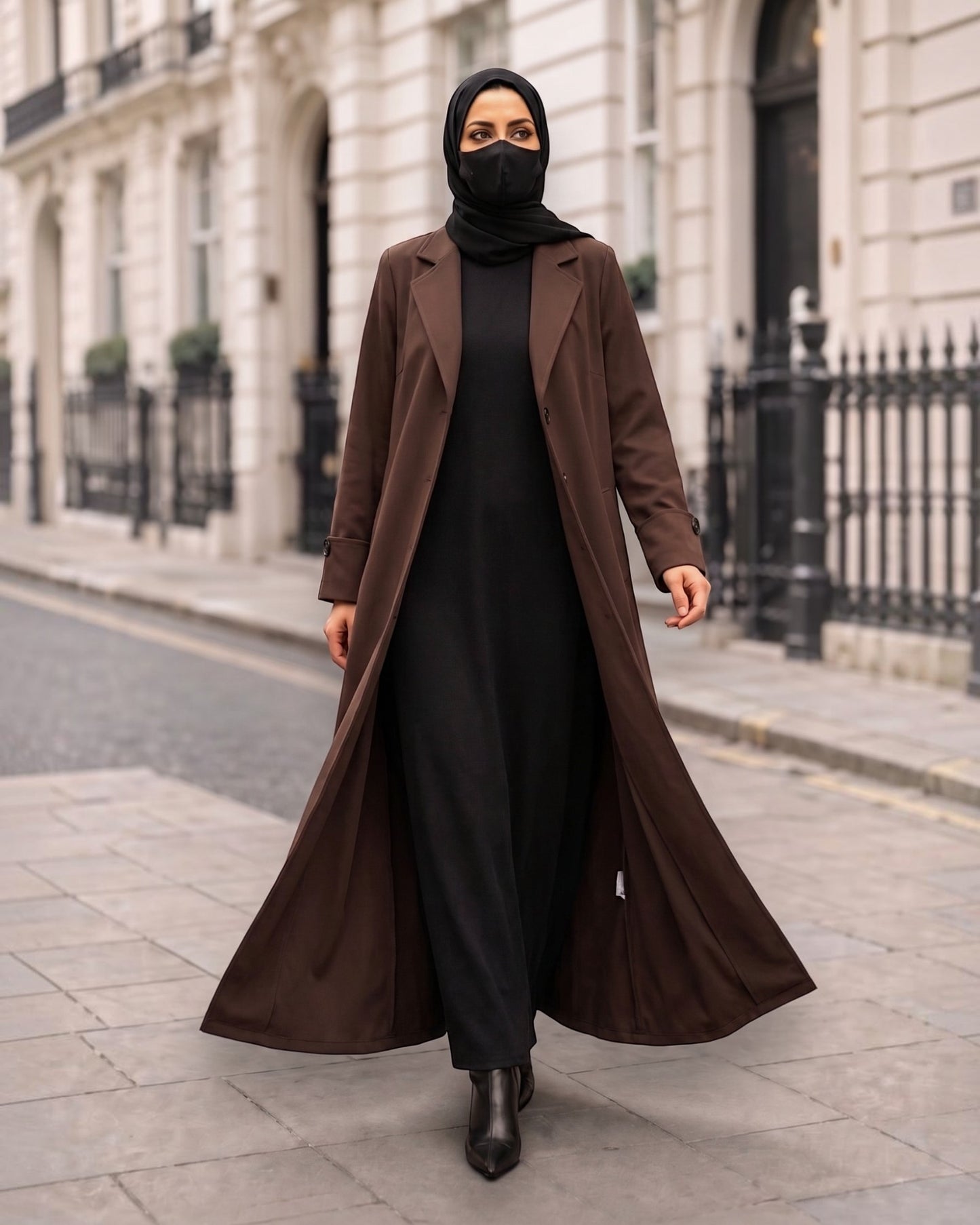 Premium Coat Style Abayas without Lining | Brown