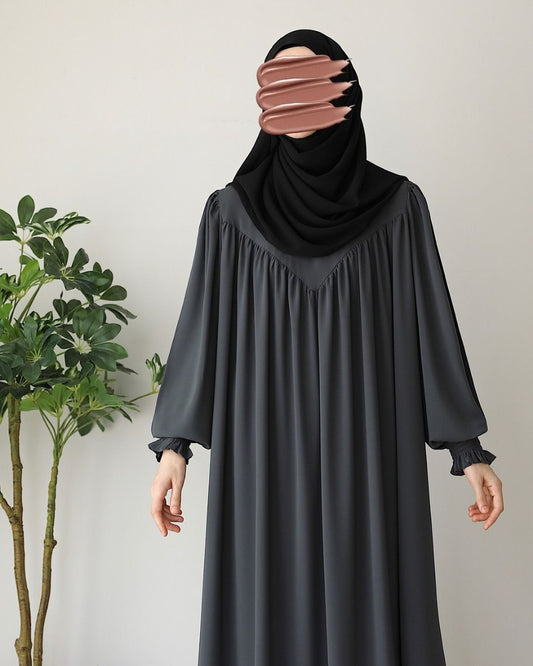 Designer Turkish Style Abaya with V-Shaped Gather