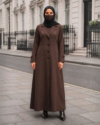 Premium Coat Style Abayas without Lining | Brown
