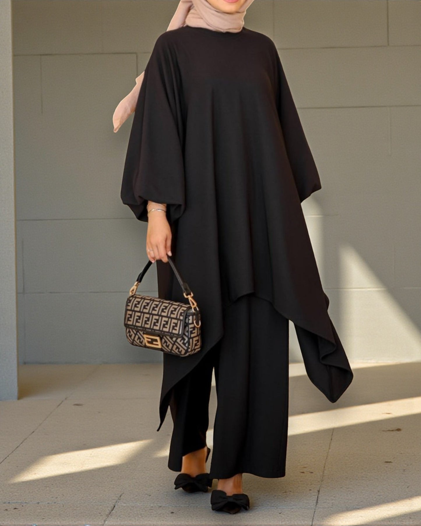 Loose Fit Co-Ord Set in Premium Firdaus Fabric with Hijab