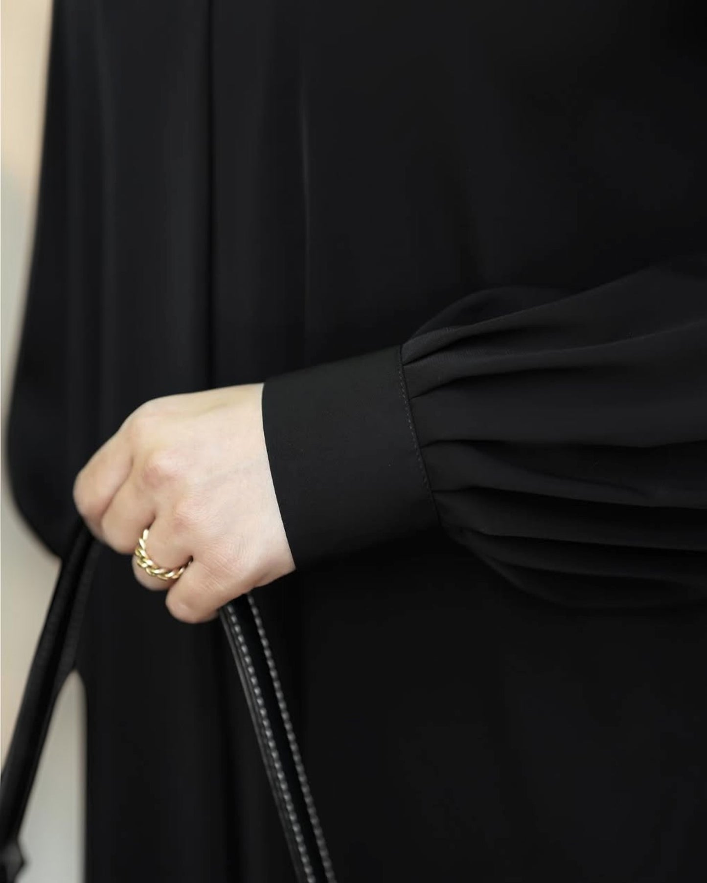 Black Abaya for Women with Mandarin Collar