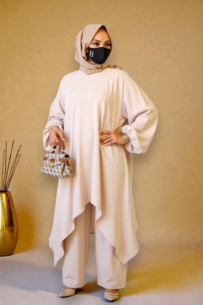Loose Fit Co-Ord Set in Premium Firdaus Fabric with Hijab