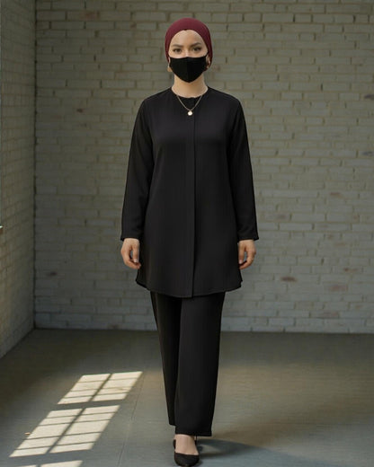 4-Piece Layered Co-Ord Set with Open Shrug & Hijab