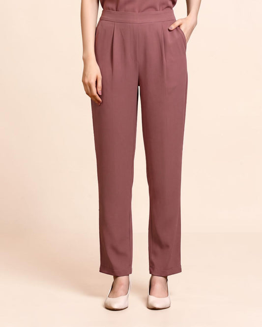 Formal Trousers with Elasticated Back Waist | Puce Pink