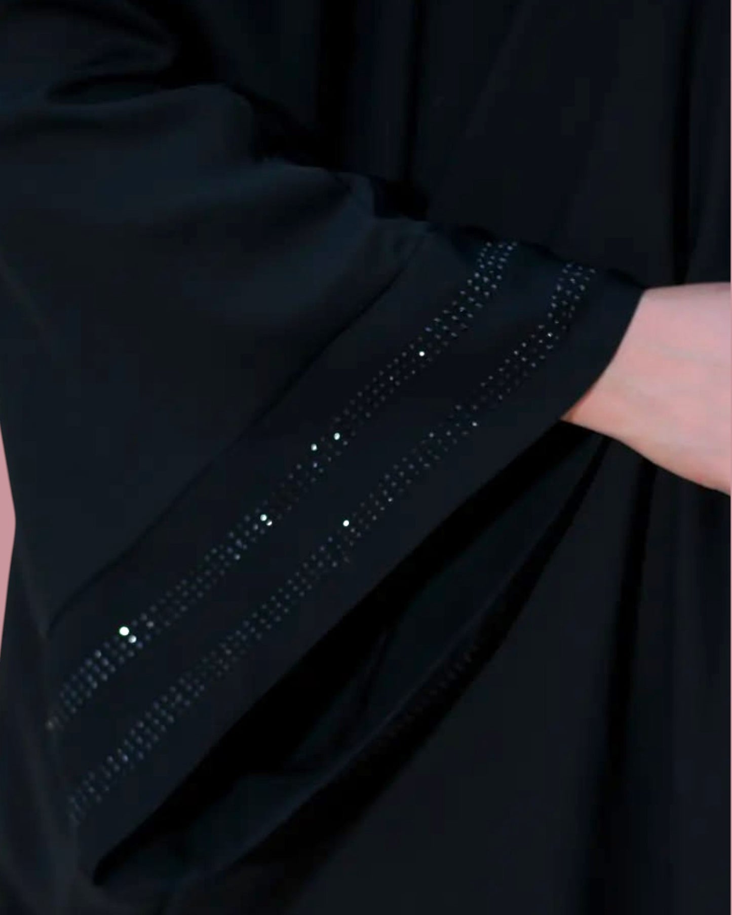 Black Irani Chadar Abaya with Stonework Wide Sleeves Ð Firdaus Fabric