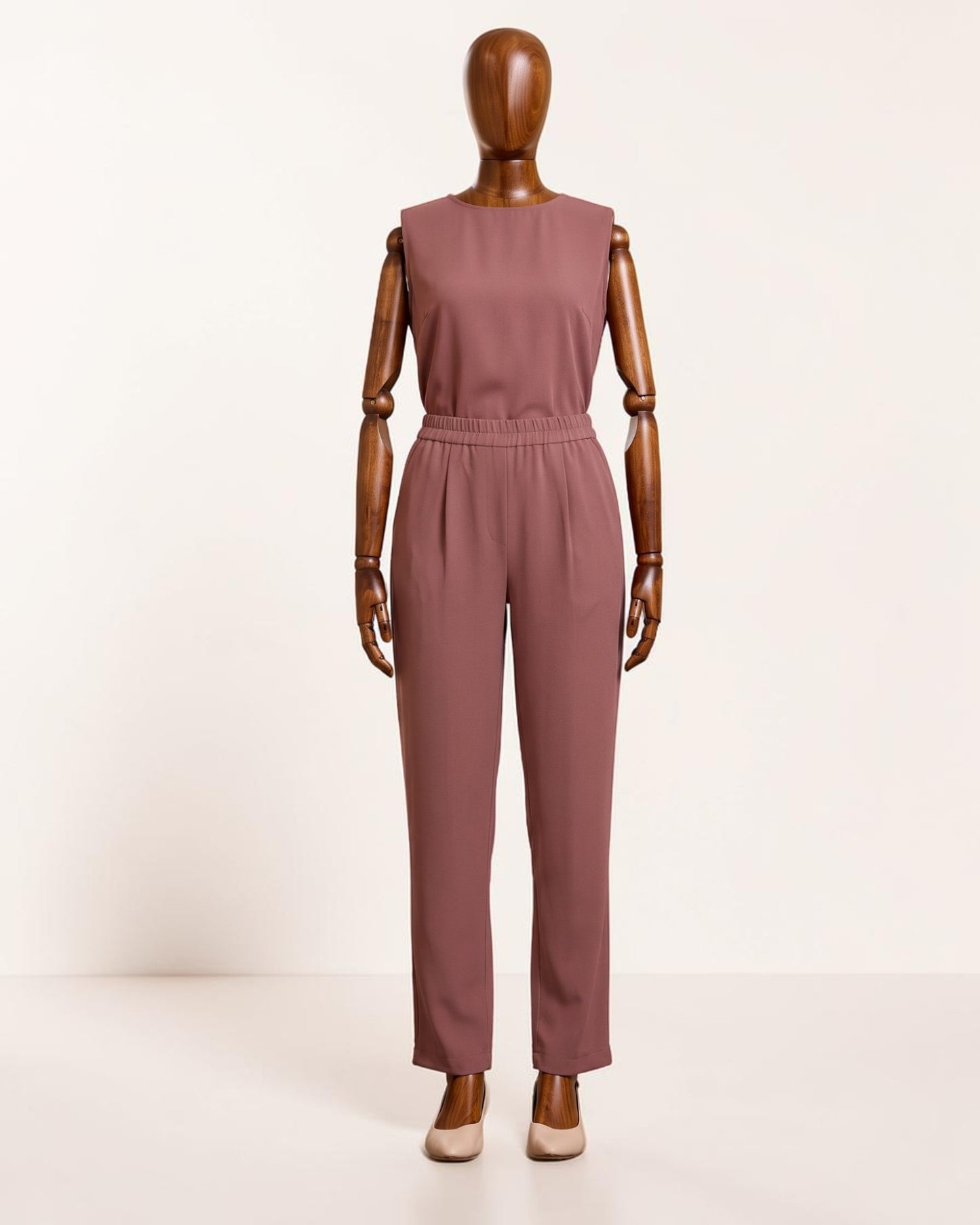 Formal Trousers with Elasticated Back Waist | Puce Pink