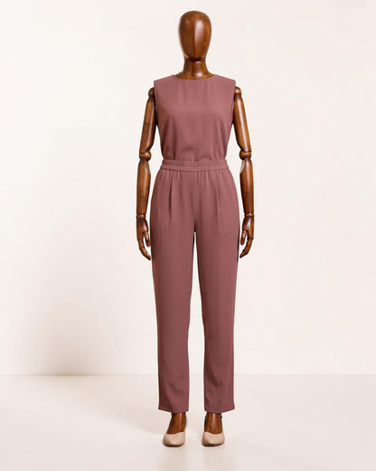 Formal Trousers with Elasticated Back Waist | Puce Pink