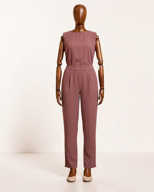 Formal Trousers with Elasticated Back Waist | Puce Pink