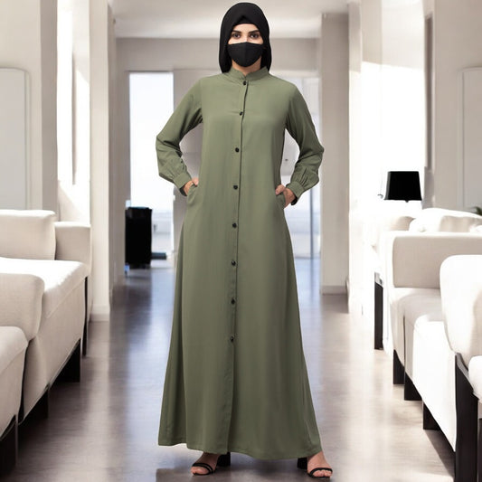 Front Open Abaya With Pockets