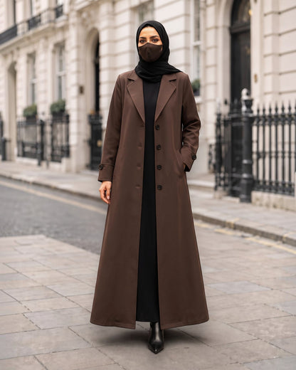 Premium Coat Style Abayas without Lining | Brown