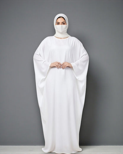 Simple White Kaftan In Firdaus Fabric For Hajj and Umrah