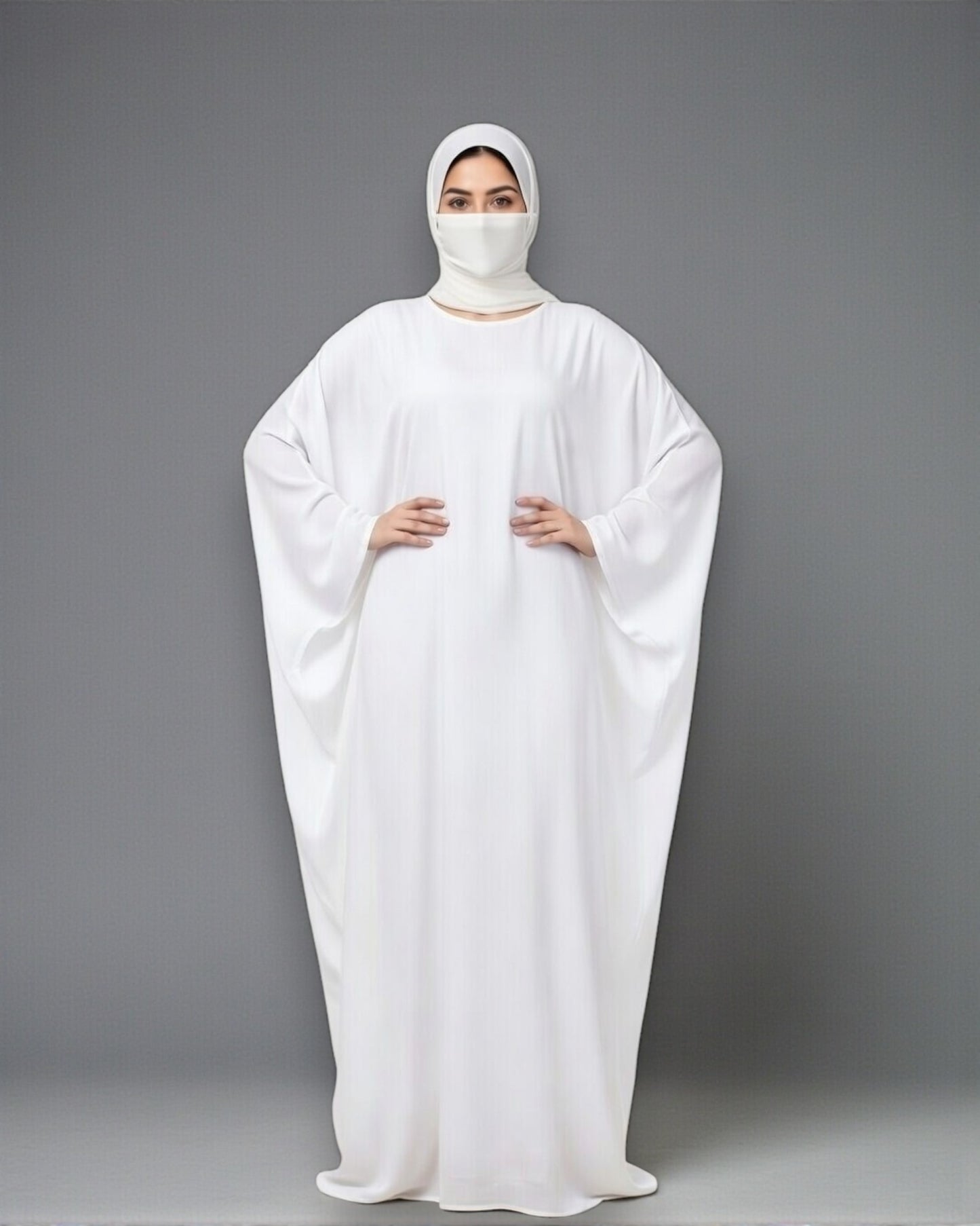 Simple White Kaftan In Firdaus Fabric For Hajj and Umrah