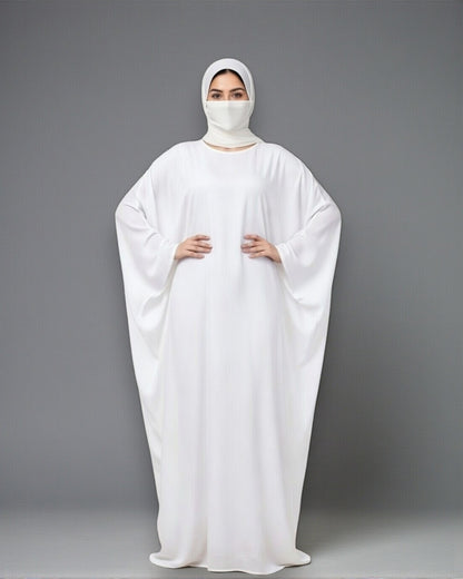 Simple White Kaftan In Firdaus Fabric For Hajj and Umrah