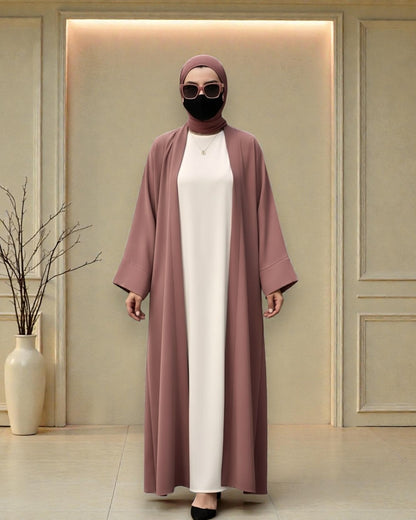 Premium Open Abaya Set for Women with Inner Dress and Matching Hijab