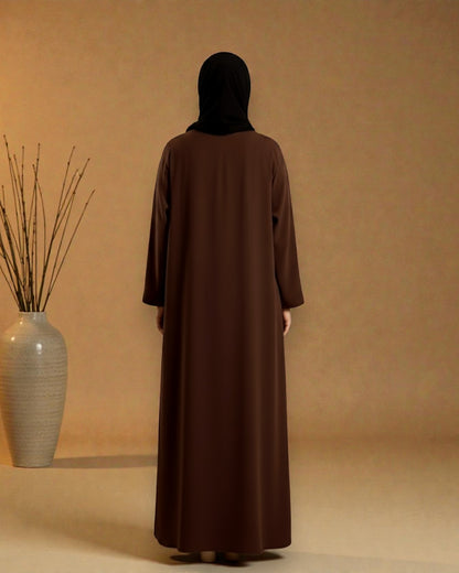 Premium Front Open Abaya for Women in Seltos Fabric with Pin Tuck Detailing and Black Hijab