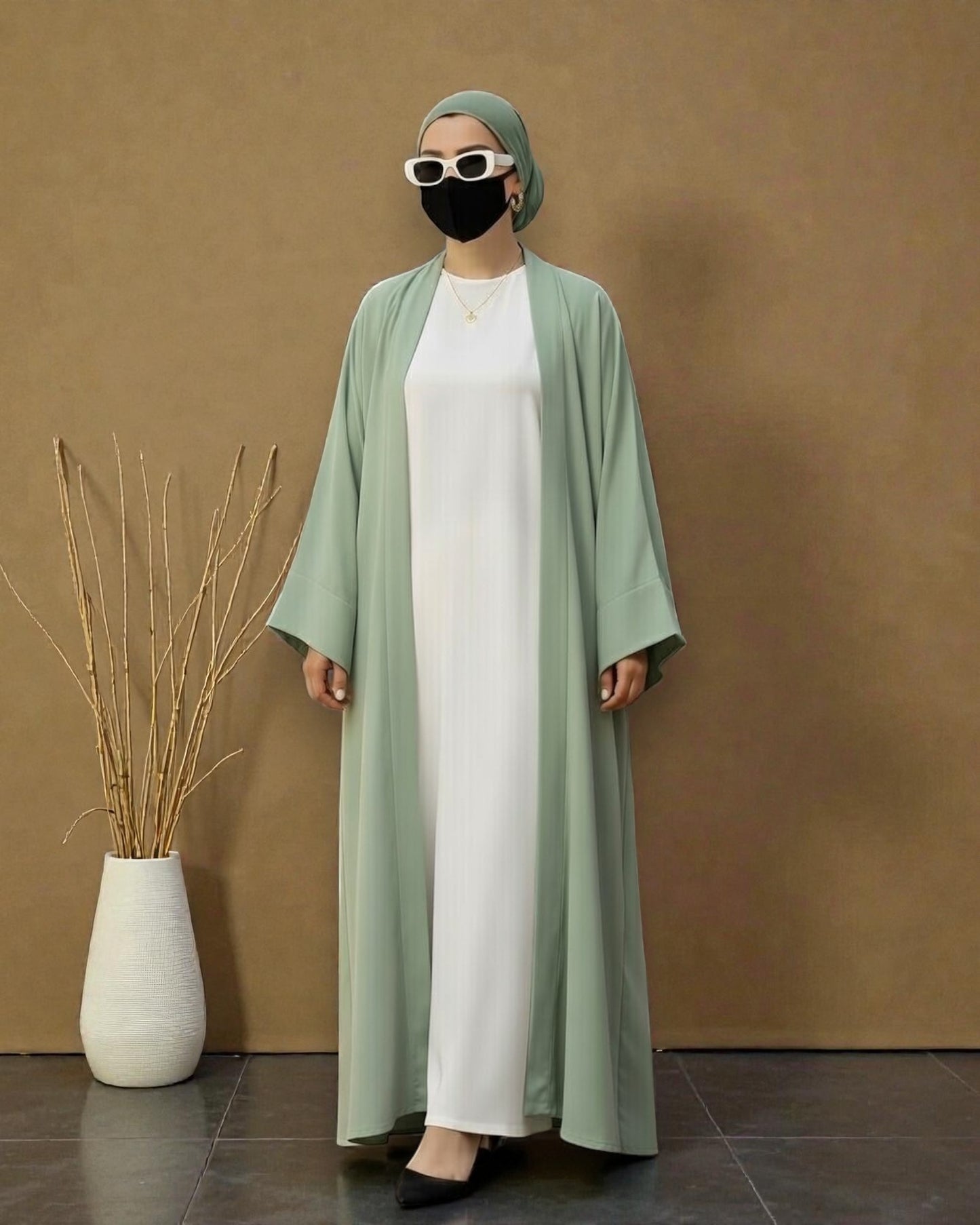 Premium Open Abaya Set for Women with Inner Dress and Matching Hijab