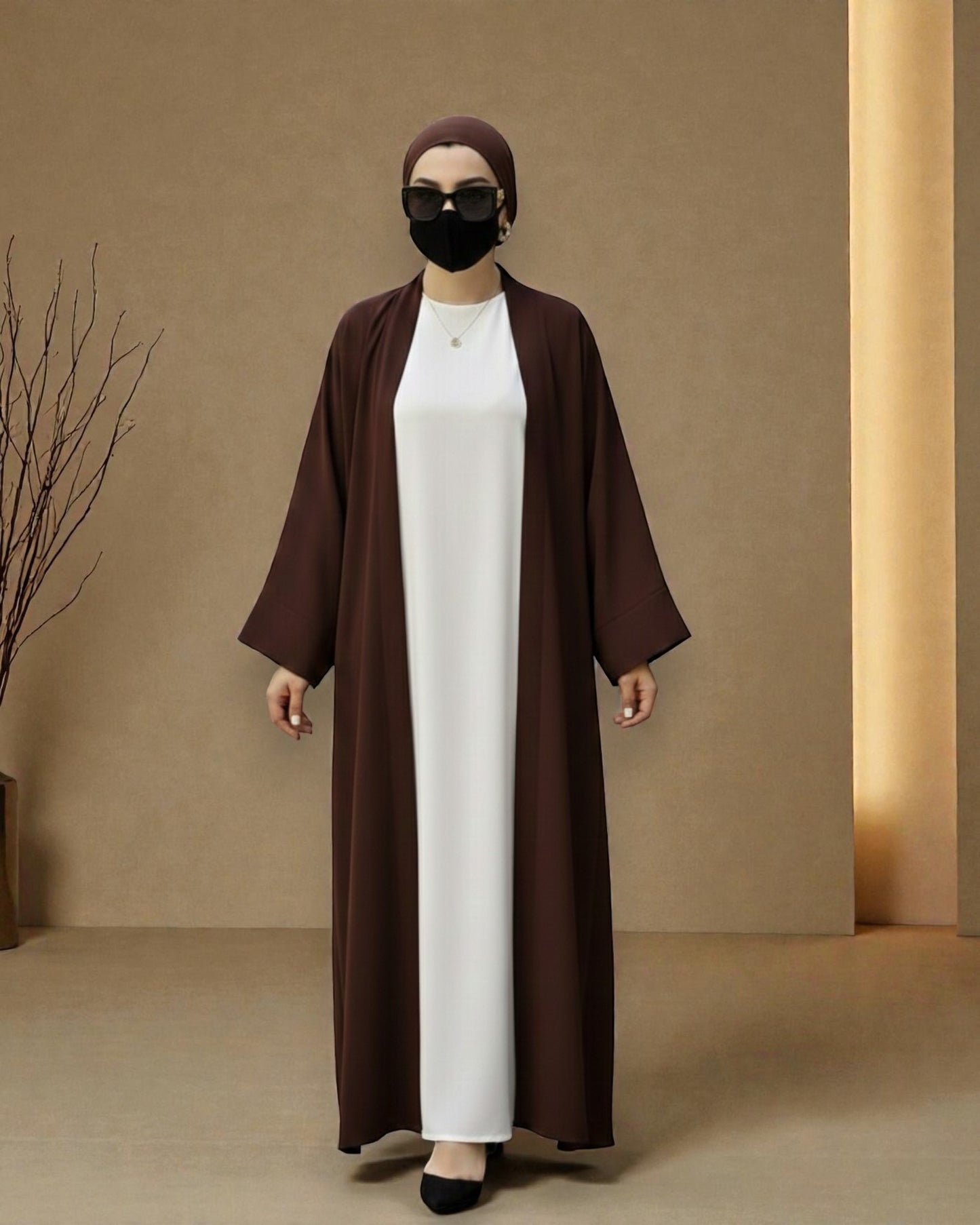 Premium Open Abaya Set for Women with Inner Dress and Matching Hijab
