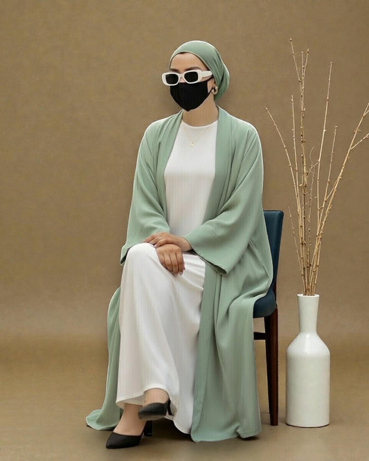 Premium Open Abaya Set for Women with Inner Dress and Matching Hijab