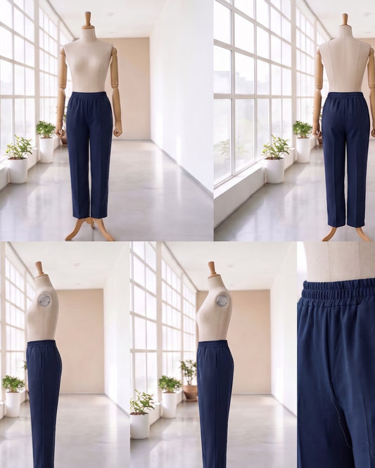 Women’s Trousers with Elasticated Waistband | Navy Blue