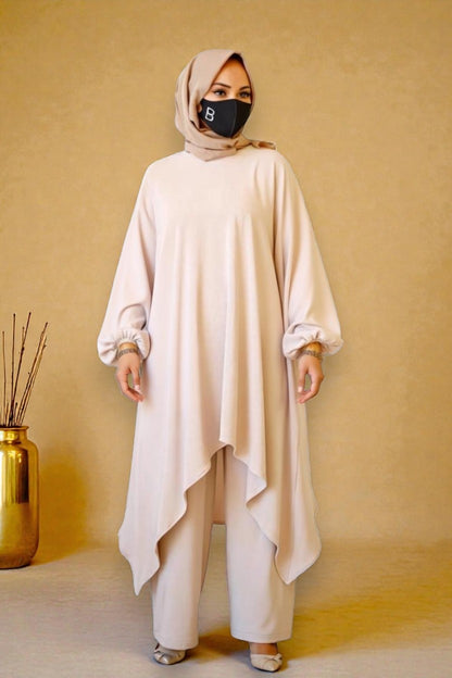 Loose Fit Co-Ord Set in Premium Firdaus Fabric with Hijab