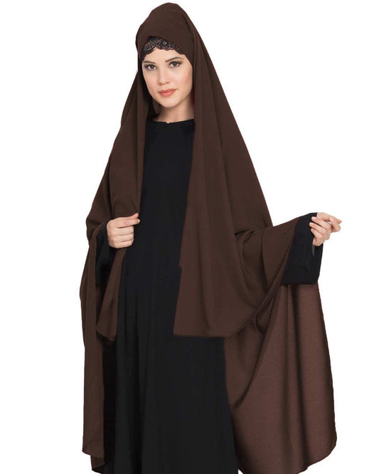 Irani Chadar -Rida Hijab with Detachable Nose Piece-Made in Nida Matt-Brown