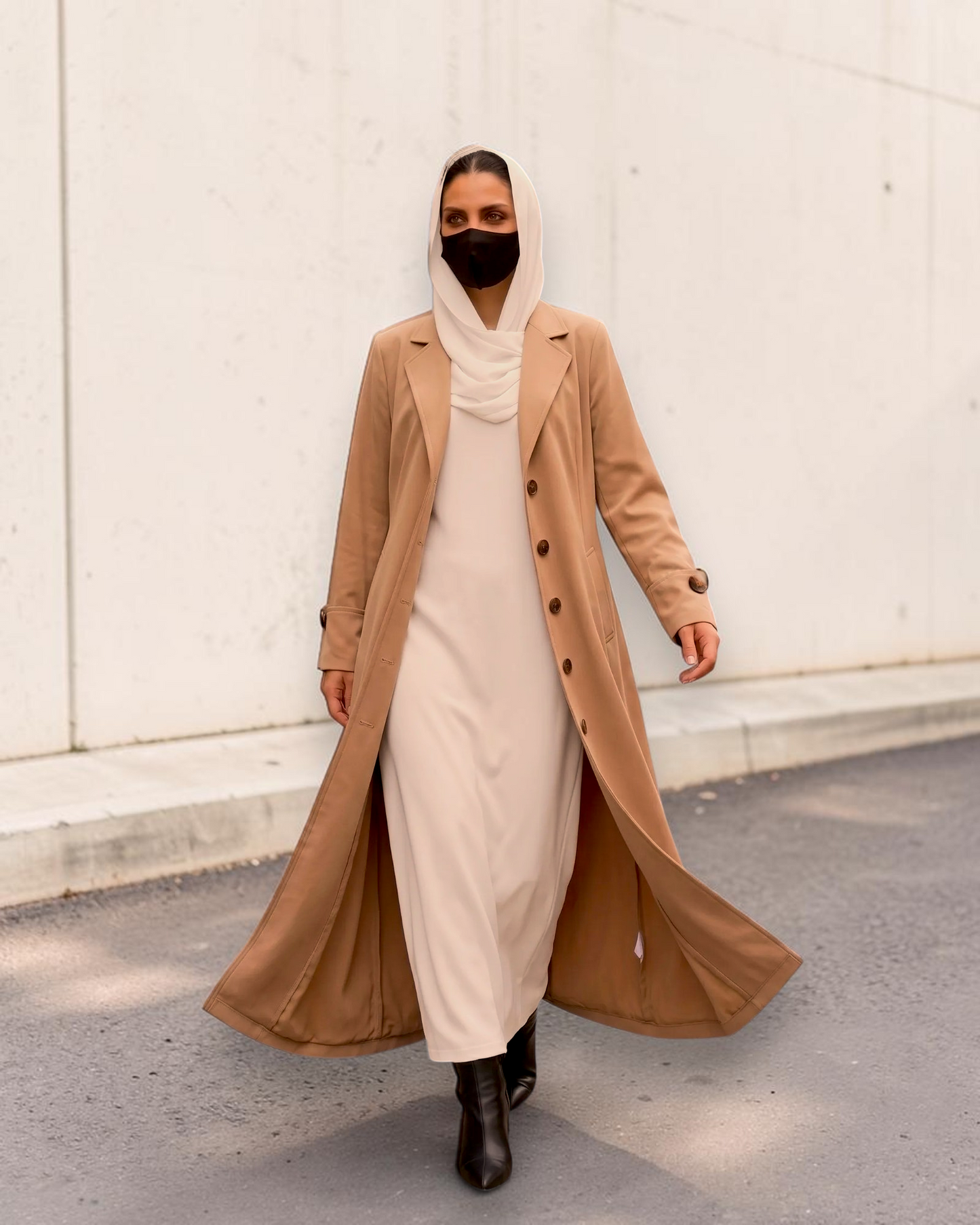 Abaya style long coat without Lining | Free Matching Hijab